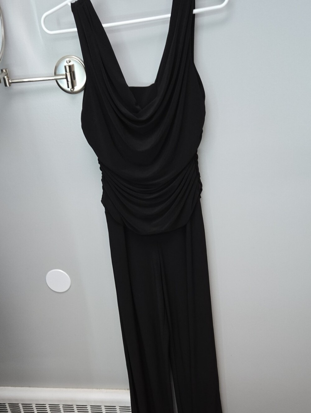 R&M Richards Black Draped Cowl Jumpsuit